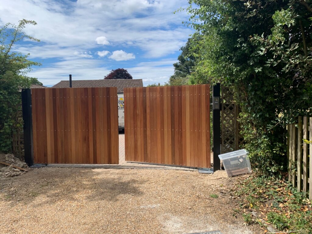 Open Wooden Electric Gates